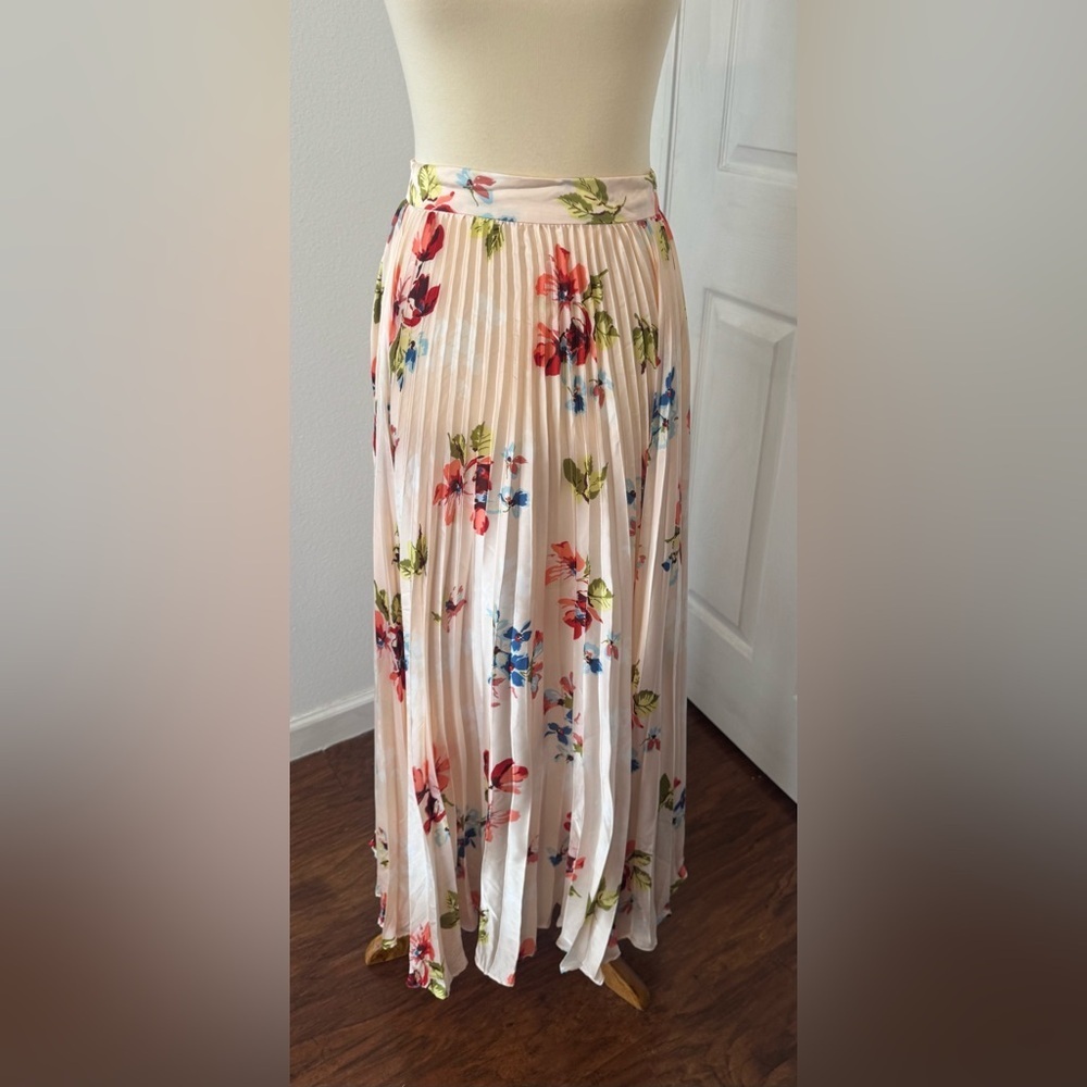 Jill Jill Stuart Floral-Print Pleated Maxi Skirt A Line Boho Cottagecore NWT 14